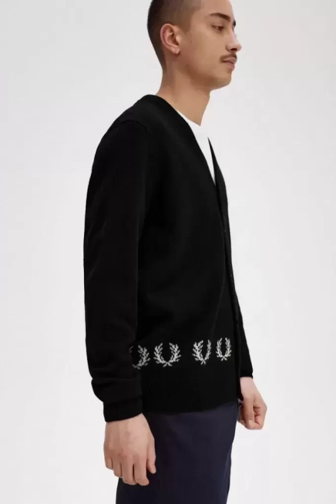 Cardigan bărbătesc cu bordură Laurel Wreath Cardigan bărbătesc cu bordură Laurel Wreath