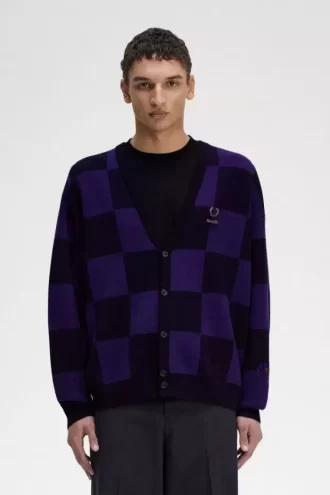 Cardigan bărbătesc cu model în carouri