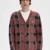 Cardigan bărbătesc cu model tartan Glitch Cardigan bărbătesc cu model tartan Glitch