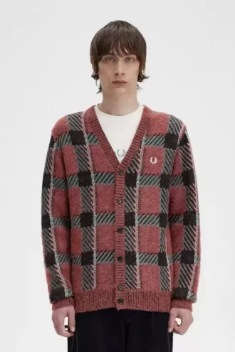 Cardigan bărbătesc cu model tartan Glitch