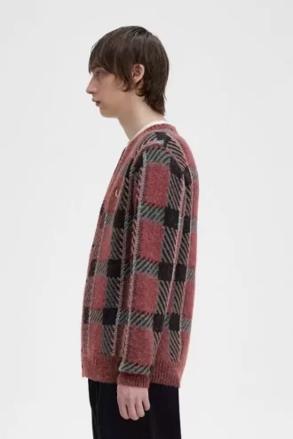 Cardigan bărbătesc cu model tartan Glitch