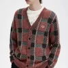 Cardigan bărbătesc cu model tartan Glitch Cardigan bărbătesc cu model tartan Glitch