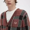 Cardigan bărbătesc cu model tartan Glitch Cardigan bărbătesc cu model tartan Glitch