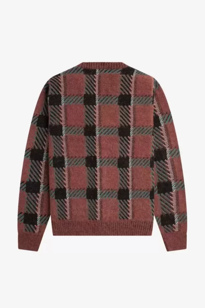 Cardigan bărbătesc cu model tartan Glitch Cardigan bărbătesc cu model tartan Glitch