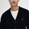 Cardigan bărbătesc din chenilă cu blocuri de culoare Cardigan bărbătesc din chenilă cu blocuri de culoare