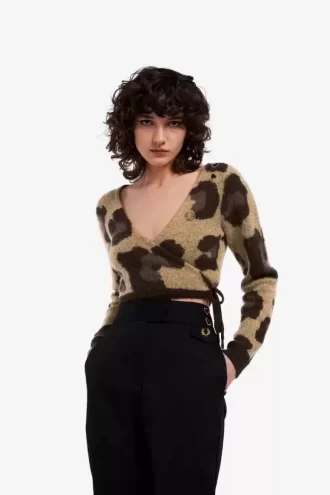 Cardigan cu imprimeu leopard pentru femei