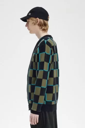 Cardigan Glitch Chequerboard pentru bărbați