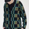 Cardigan Glitch Chequerboard pentru bărbați Cardigan Glitch Chequerboard pentru bărbați