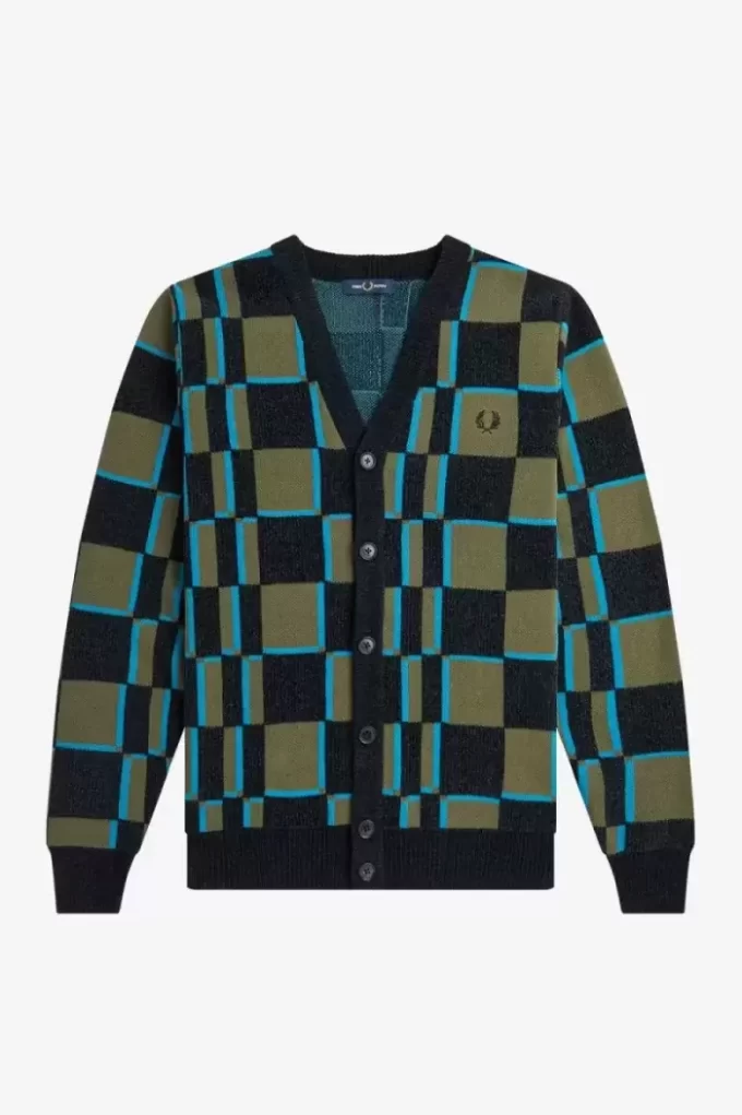 Cardigan Glitch Chequerboard pentru bărbați Cardigan Glitch Chequerboard pentru bărbați