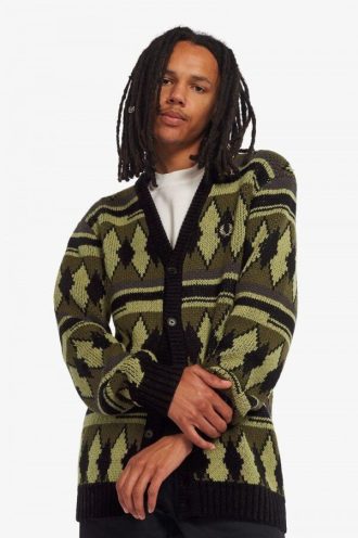 Cardigan gros din jacquard tricotat