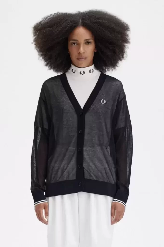 Cardigan transparent cu decolteu în V pentru femei Cardigan transparent cu decolteu în V pentru femei