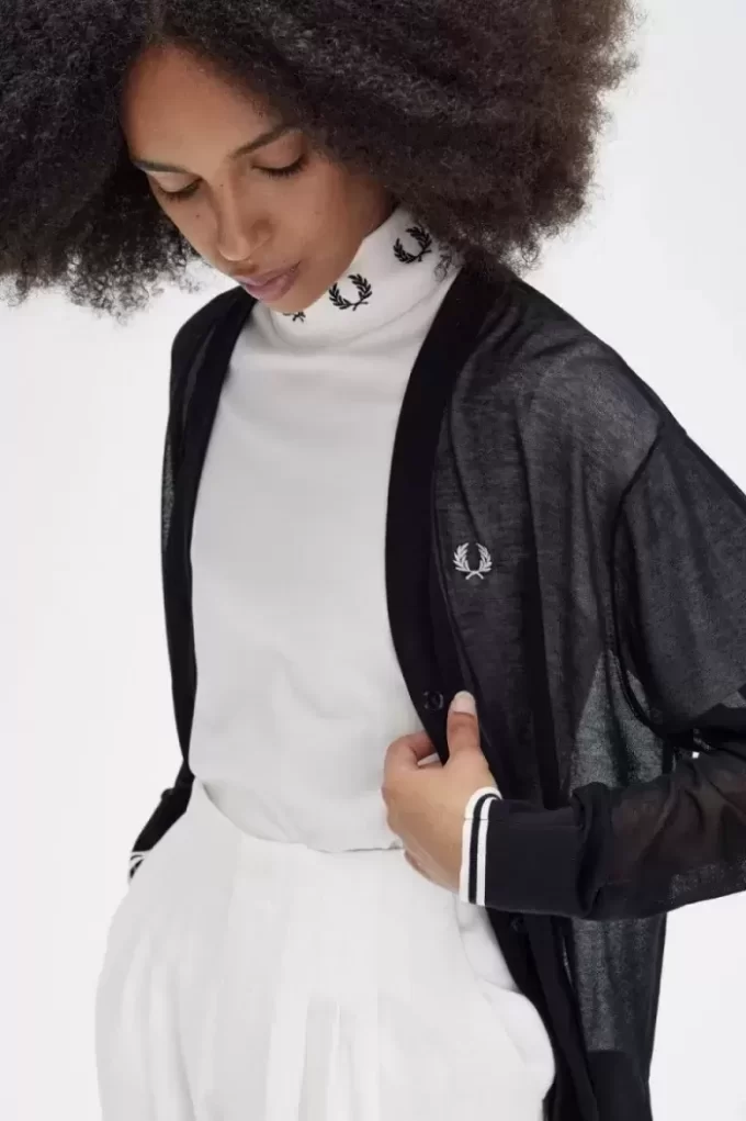 Cardigan transparent cu decolteu în V pentru femei Cardigan transparent cu decolteu în V pentru femei