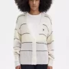 Cardigan tricotat cu dungi și deschidere pentru femei Cardigan tricotat cu dungi și deschidere pentru femei