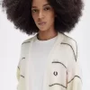 Cardigan tricotat cu dungi și deschidere pentru femei Cardigan tricotat cu dungi și deschidere pentru femei