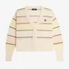 Cardigan tricotat cu dungi și deschidere pentru femei Cardigan tricotat cu dungi și deschidere pentru femei
