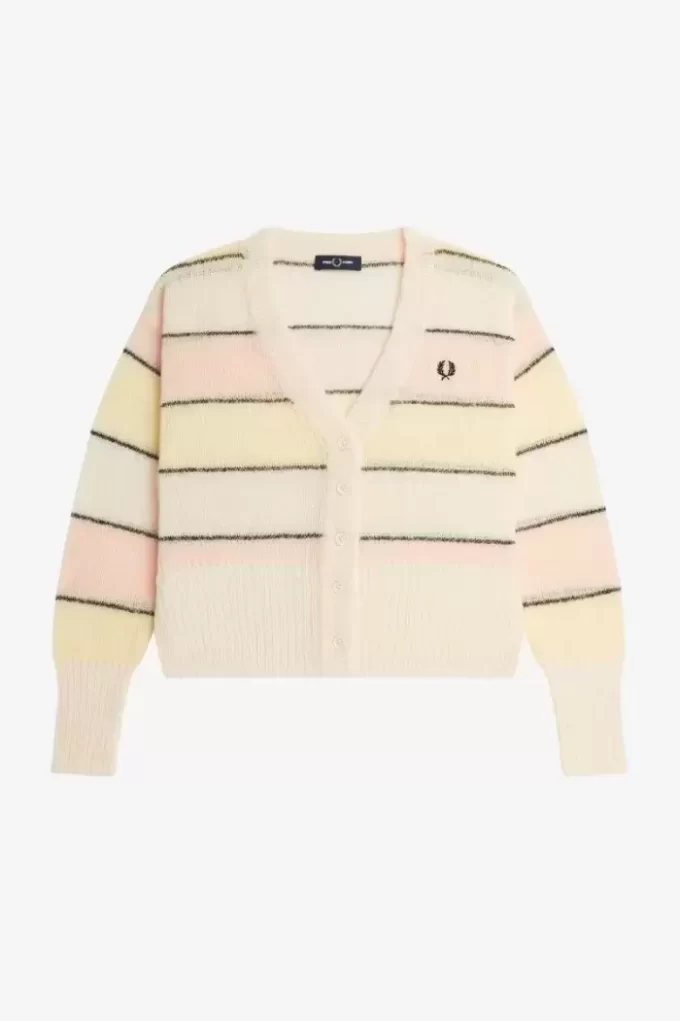 Cardigan tricotat cu dungi și deschidere pentru femei Cardigan tricotat cu dungi și deschidere pentru femei