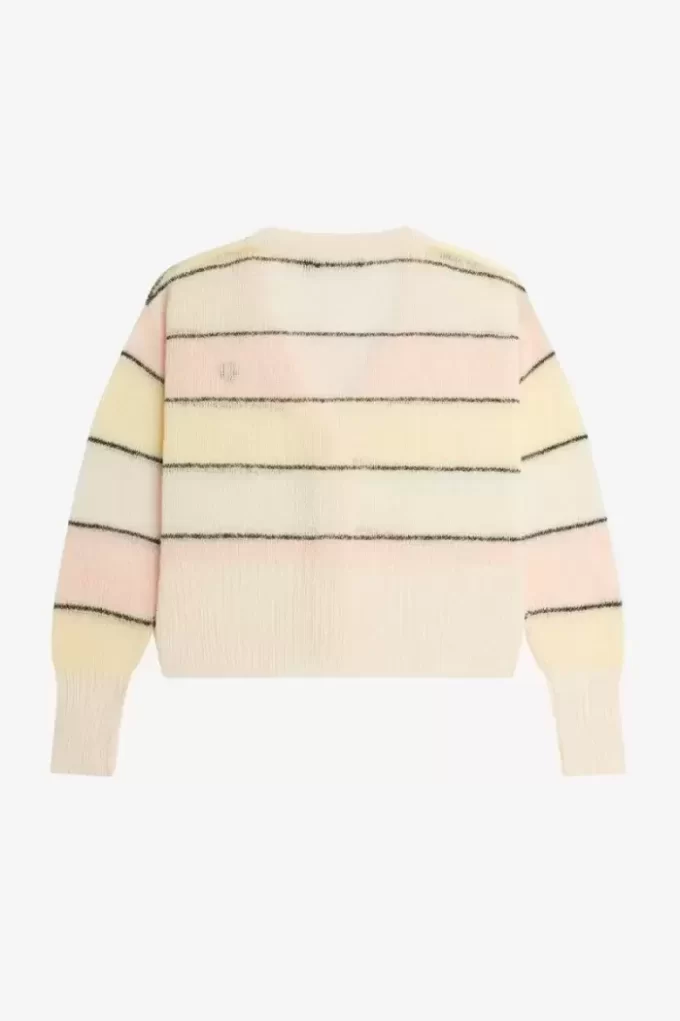 Cardigan tricotat cu dungi și deschidere pentru femei Cardigan tricotat cu dungi și deschidere pentru femei