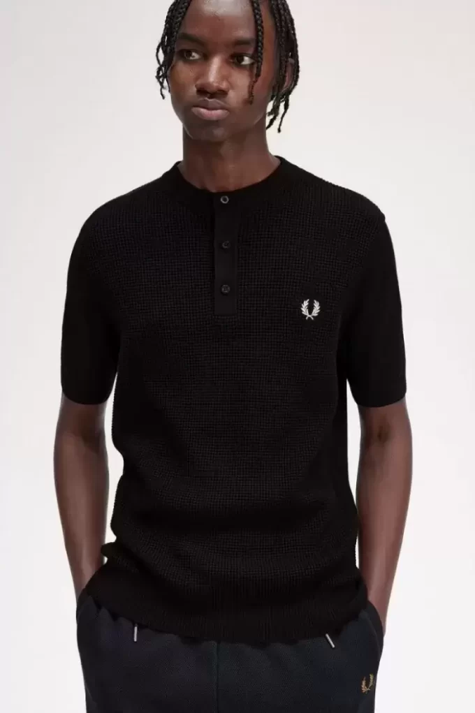 Cămașă bărbătească Henley cu cusătură Waffle Cămașă bărbătească Henley cu cusătură Waffle