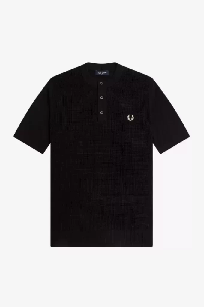 Cămașă bărbătească Henley cu cusătură Waffle Cămașă bărbătească Henley cu cusătură Waffle