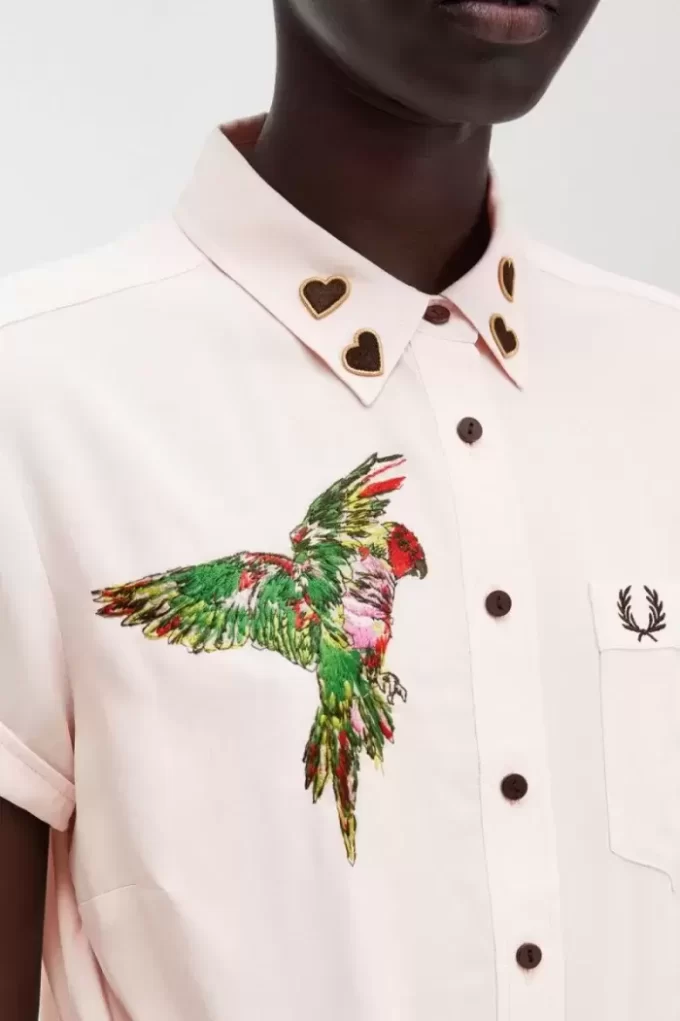 Cămașă de damă cu nodă în față și broderie Cămașă de damă cu nodă în față și broderie