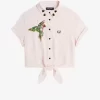 Cămașă de damă cu nodă în față și broderie Cămașă de damă cu nodă în față și broderie