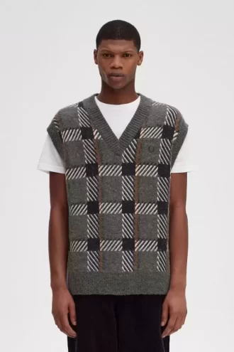Maieuri tricotate cu model tartan glitch pentru bărbați