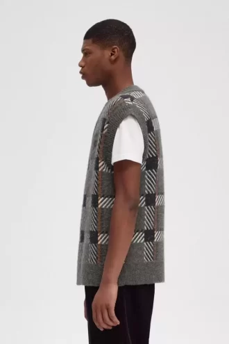 Maieuri tricotate cu model tartan glitch pentru bărbați