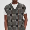 Maieuri tricotate cu model tartan glitch pentru bărbați Maieuri tricotate cu model tartan glitch pentru bărbați