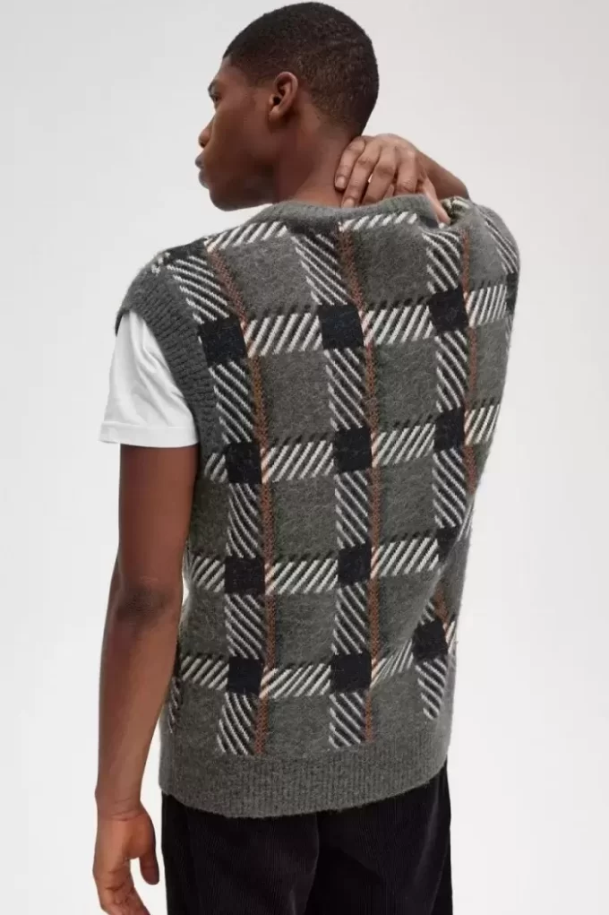 Maieuri tricotate cu model tartan glitch pentru bărbați Maieuri tricotate cu model tartan glitch pentru bărbați