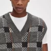 Maieuri tricotate cu model tartan glitch pentru bărbați Maieuri tricotate cu model tartan glitch pentru bărbați
