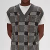 Maieuri tricotate cu model tartan glitch pentru bărbați Maieuri tricotate cu model tartan glitch pentru bărbați
