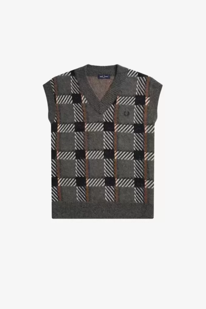 Maieuri tricotate cu model tartan glitch pentru bărbați Maieuri tricotate cu model tartan glitch pentru bărbați