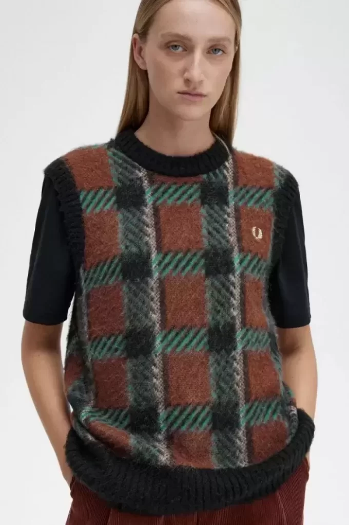 Maieuri tricotate cu model tartan Glitch pentru femei Maieuri tricotate cu model tartan Glitch pentru femei