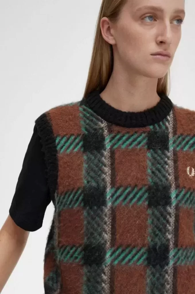 Maieuri tricotate cu model tartan Glitch pentru femei Maieuri tricotate cu model tartan Glitch pentru femei