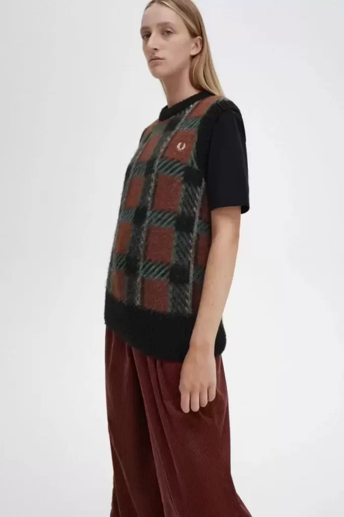 Maieuri tricotate cu model tartan Glitch pentru femei Maieuri tricotate cu model tartan Glitch pentru femei