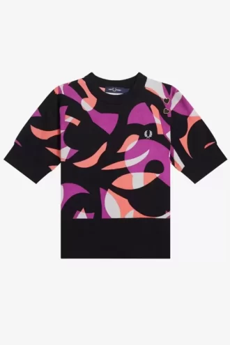 Pulover abstract cu mânecă scurtă pentru femei