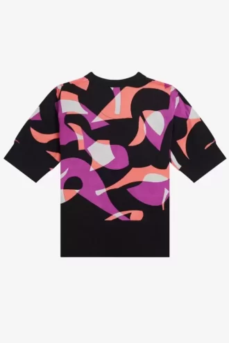 Pulover abstract cu mânecă scurtă pentru femei