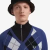 Pulover bărbătesc cu guler în V și model Argyle din lână de miel Pulover bărbătesc cu guler în V și model Argyle din lână de miel