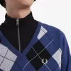 Pulover bărbătesc cu guler în V și model Argyle din lână de miel Pulover bărbătesc cu guler în V și model Argyle din lână de miel