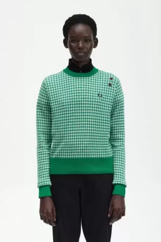 Pulover cu imprimeu Gingham pentru femei