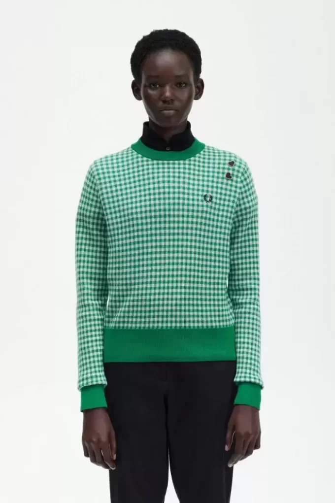 Pulover cu imprimeu Gingham pentru femei Pulover cu imprimeu Gingham pentru femei