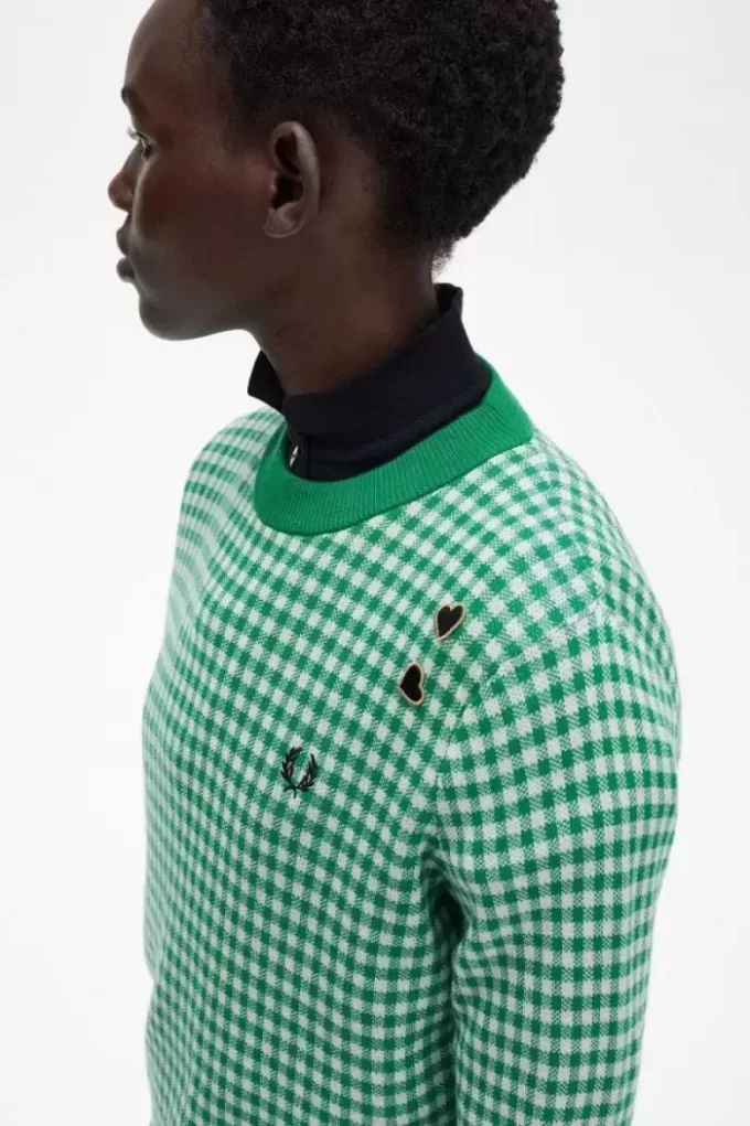 Pulover cu imprimeu Gingham pentru femei Pulover cu imprimeu Gingham pentru femei