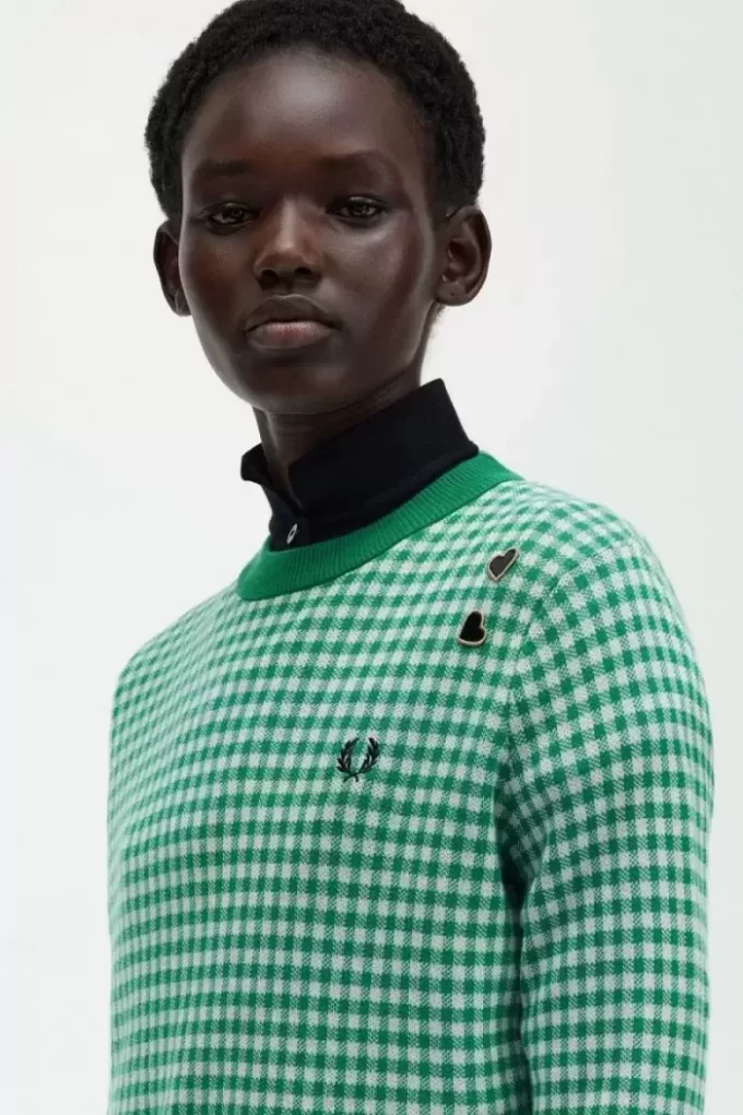 Pulover cu imprimeu Gingham pentru femei Pulover cu imprimeu Gingham pentru femei