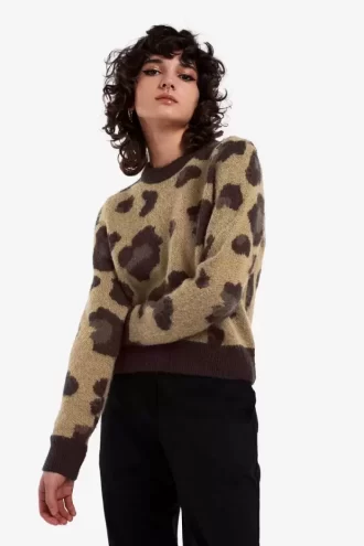 Pulover cu imprimeu leopard pentru femei