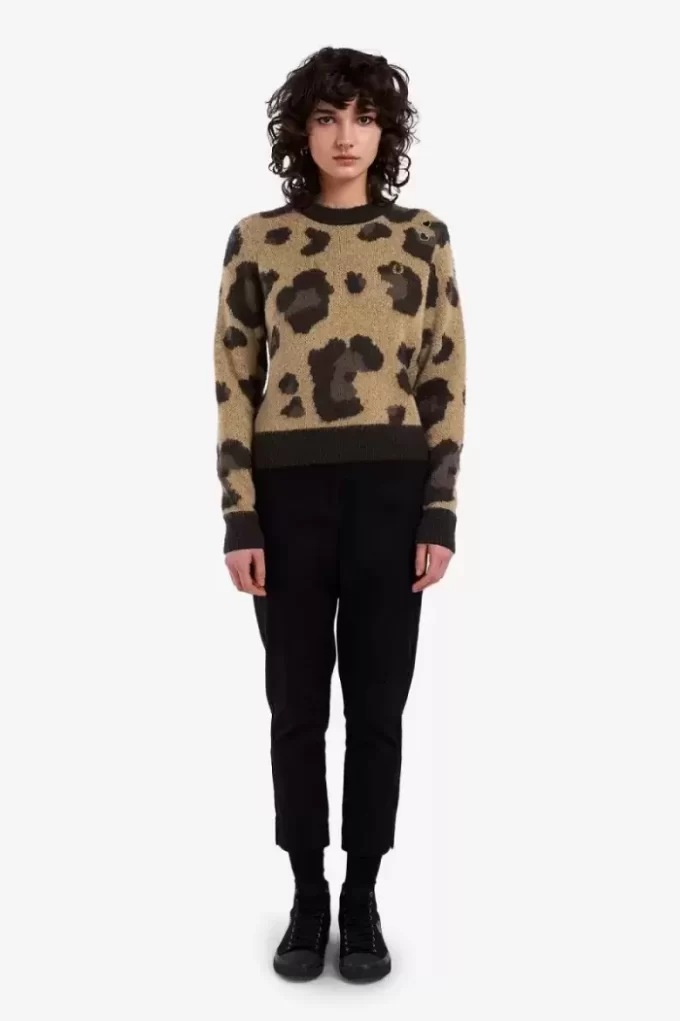 Pulover cu imprimeu leopard pentru femei Pulover cu imprimeu leopard pentru femei