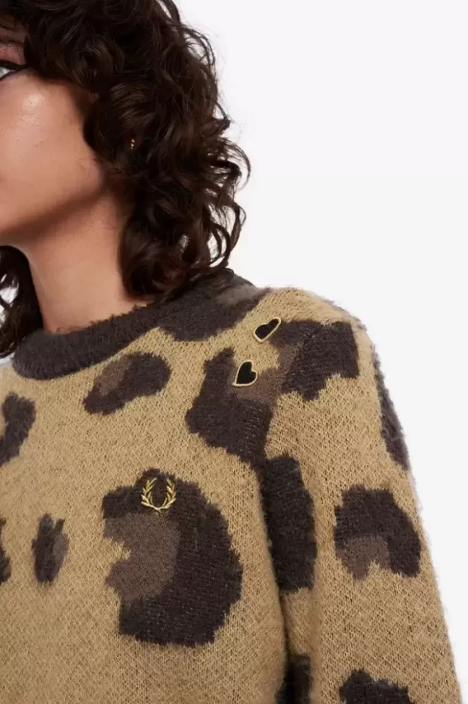 Pulover cu imprimeu leopard pentru femei Pulover cu imprimeu leopard pentru femei