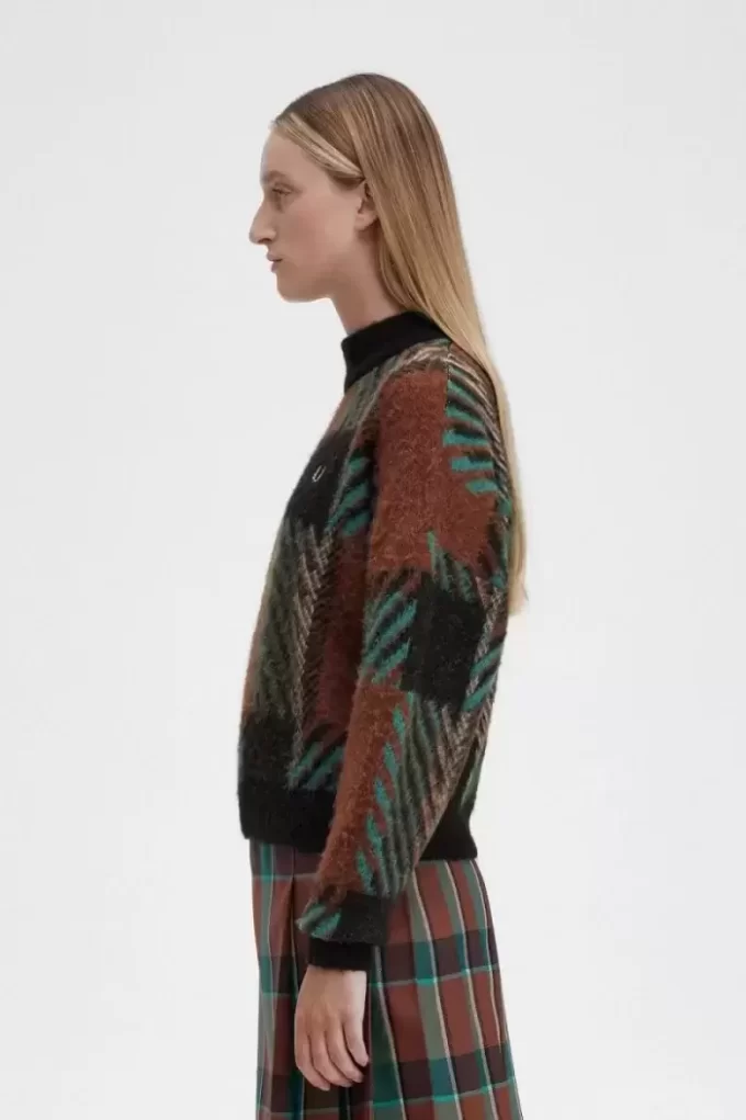 Pulover Glitch Tartan pentru femei Pulover Glitch Tartan pentru femei