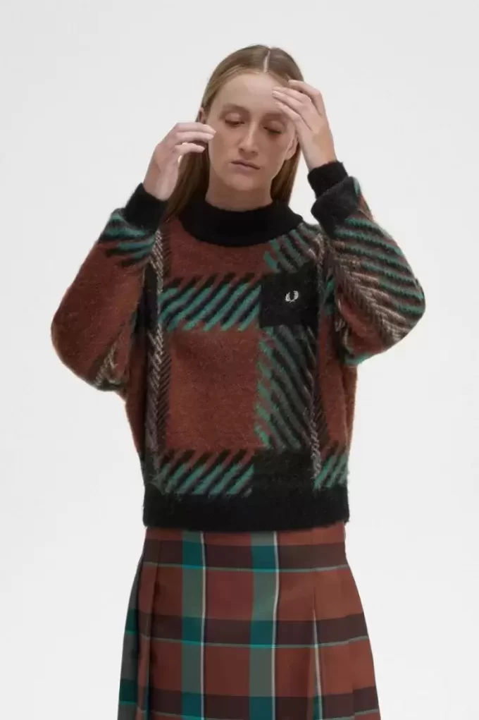 Pulover Glitch Tartan pentru femei Pulover Glitch Tartan pentru femei