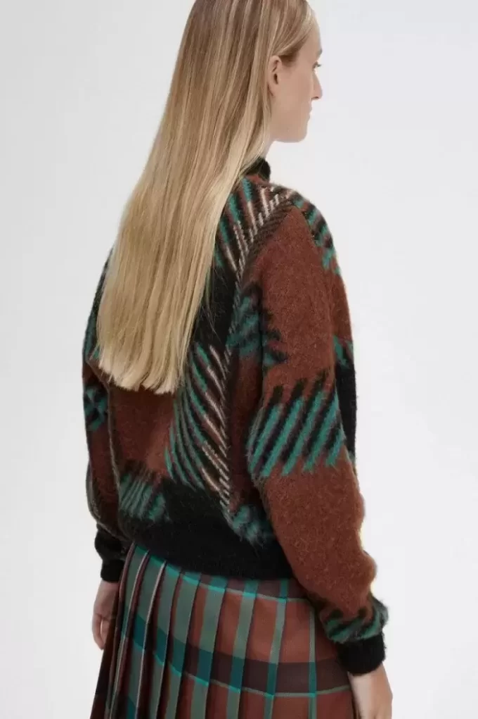 Pulover Glitch Tartan pentru femei Pulover Glitch Tartan pentru femei