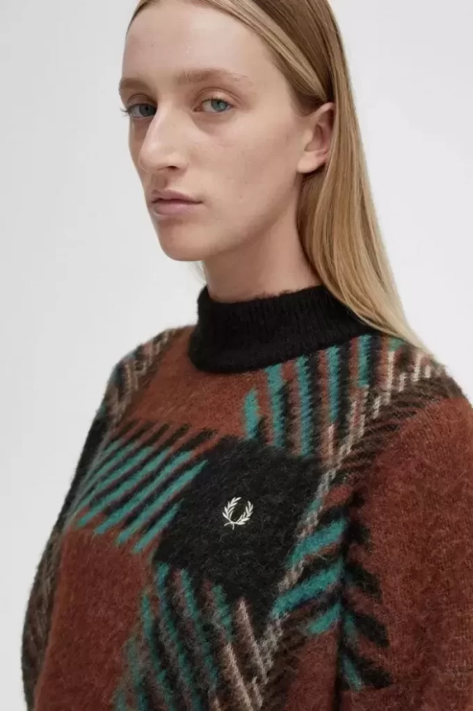 Pulover Glitch Tartan pentru femei Pulover Glitch Tartan pentru femei